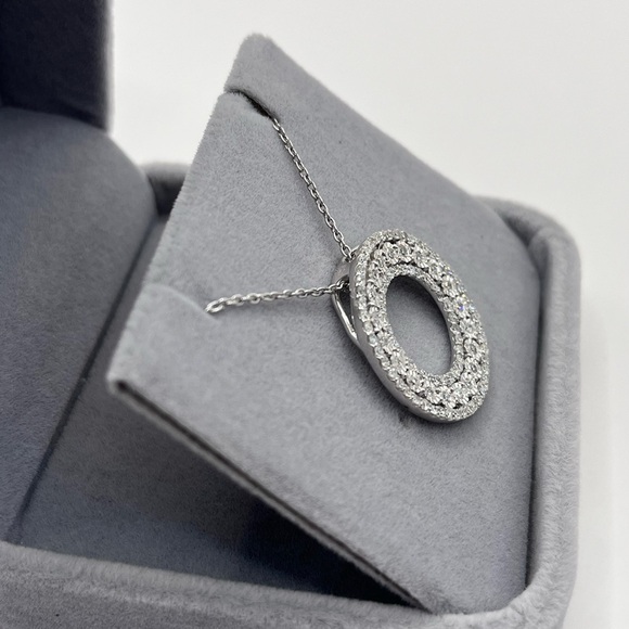 1.00 CT Lab Diamond Round Silver Necklace - Picture 4 of 10